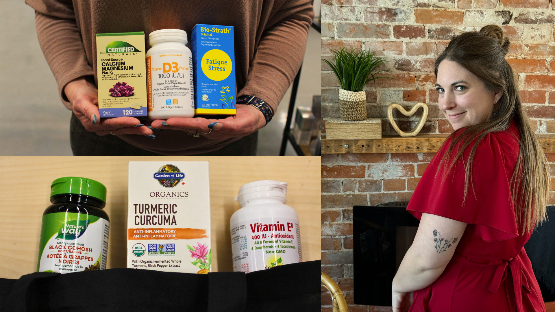 A collage of several products that serve of Natural Support for Menopause Symptoms