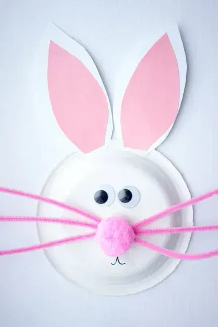 A craft of a paper plate bunny