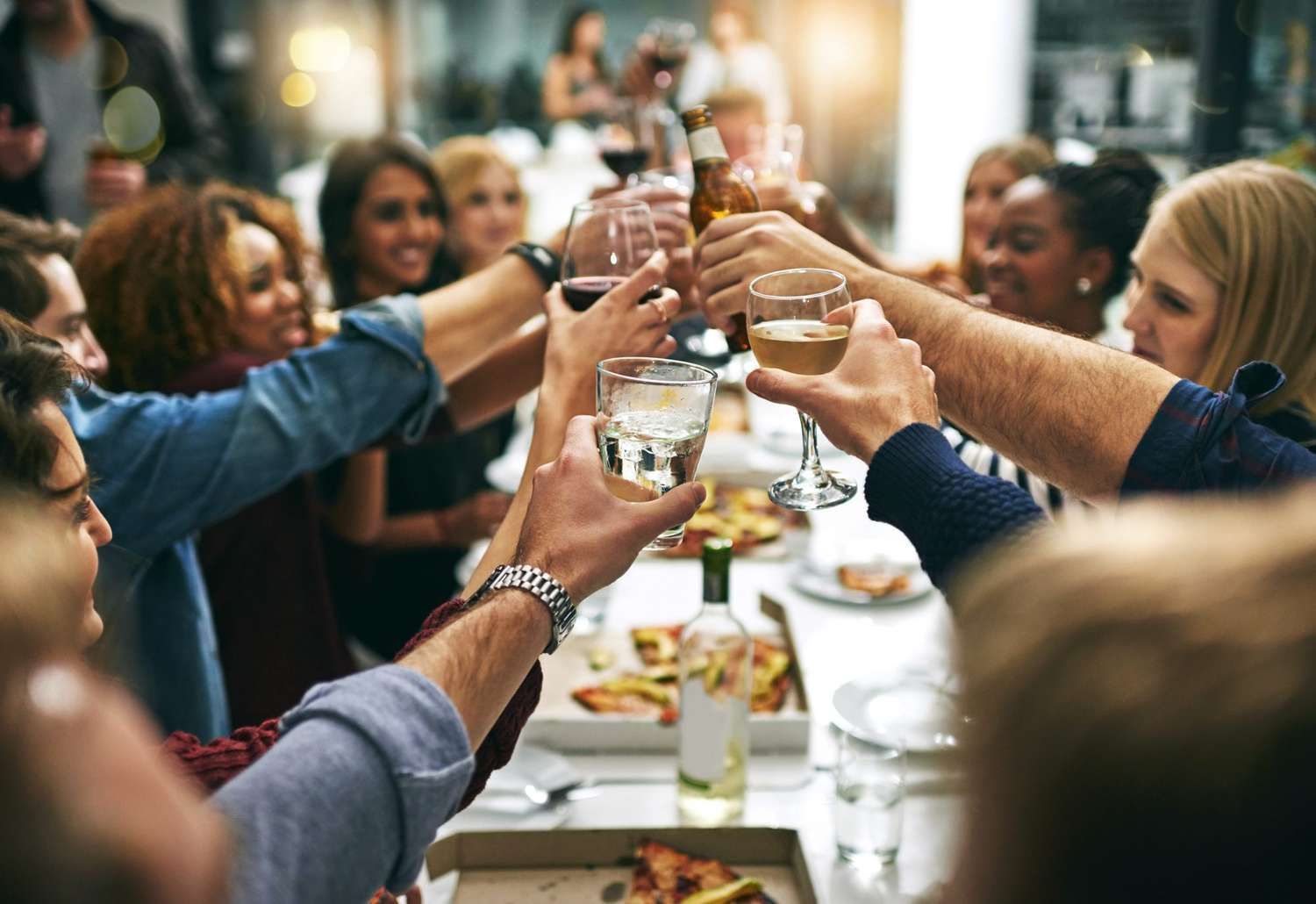 Friends toasting drinks