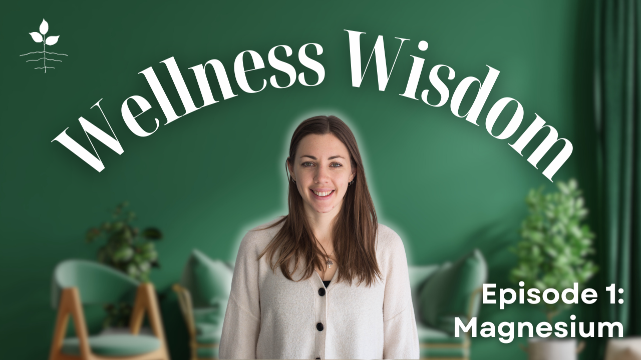 Rebecca, our holistic nutritionist smiles behind a green background