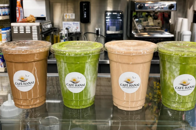 A collection of different smoothies available at Cafe Hanai