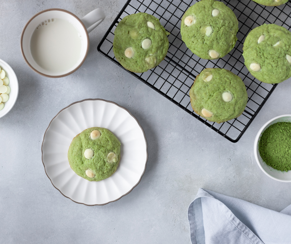 matcha and white chocolate cookies