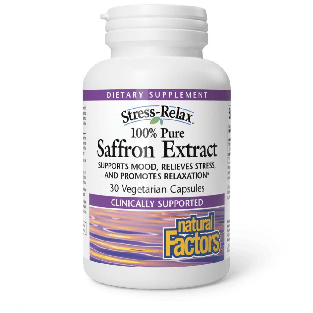 A bottle of Natural Factors Stress-Relax Saffron Extract