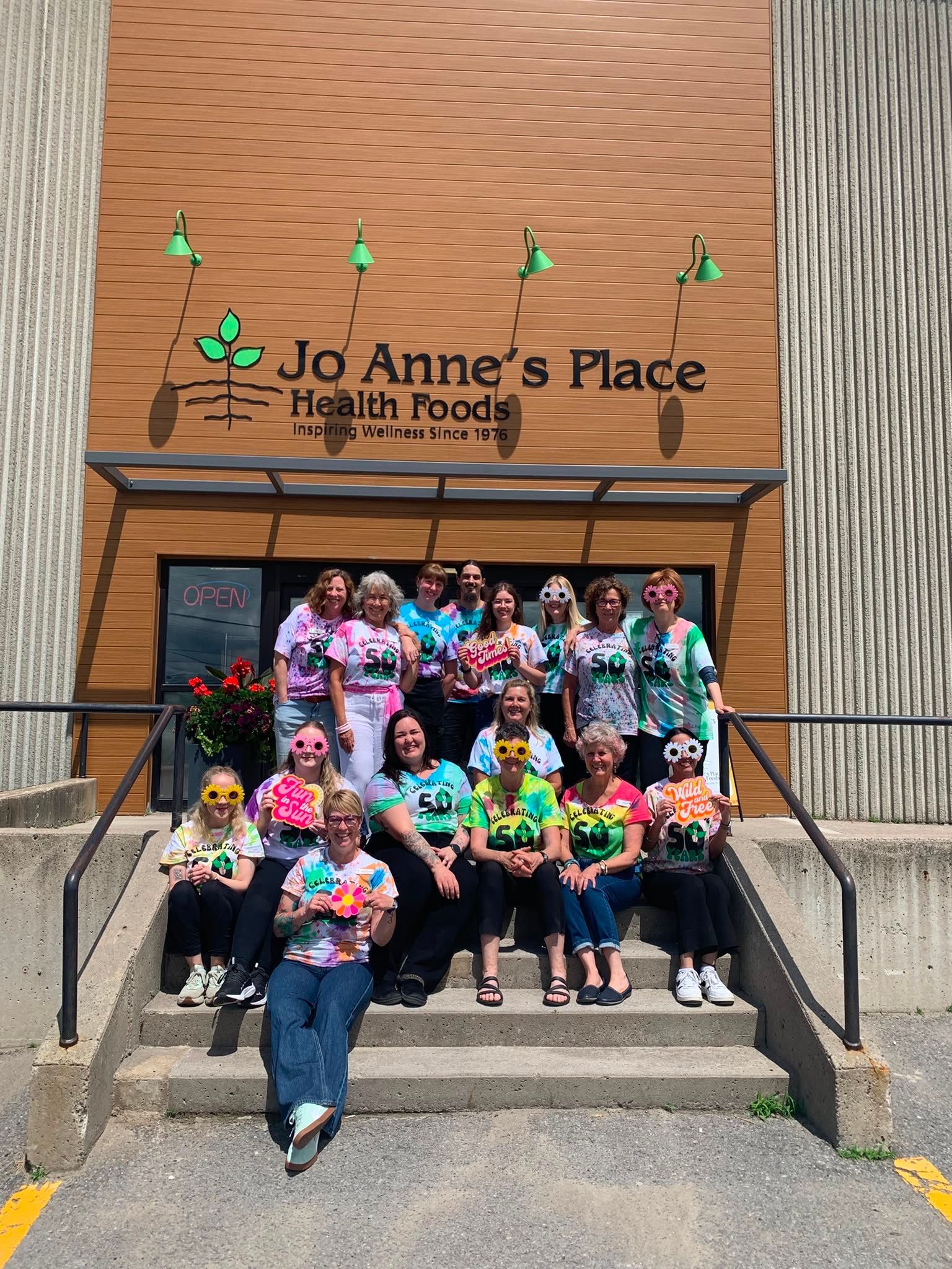 jo anne's place staff group photo outside the store