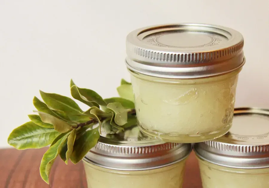 Jars and foliage on a table