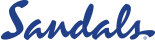 The word sandals is written in blue on a white background.