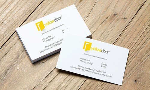 business cards on a table