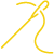 a yellow needle with a thread coming out of it on a white background .