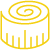 a yellow measuring tape with a spiral in the middle on a white background .