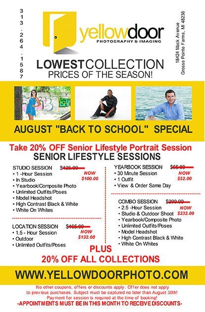 an advertisement for yellow door photography shows the lowest collection prices of the season