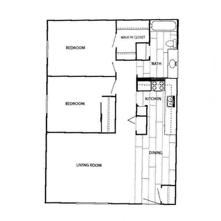 Floor Plan: 2 Bed 1 Bath