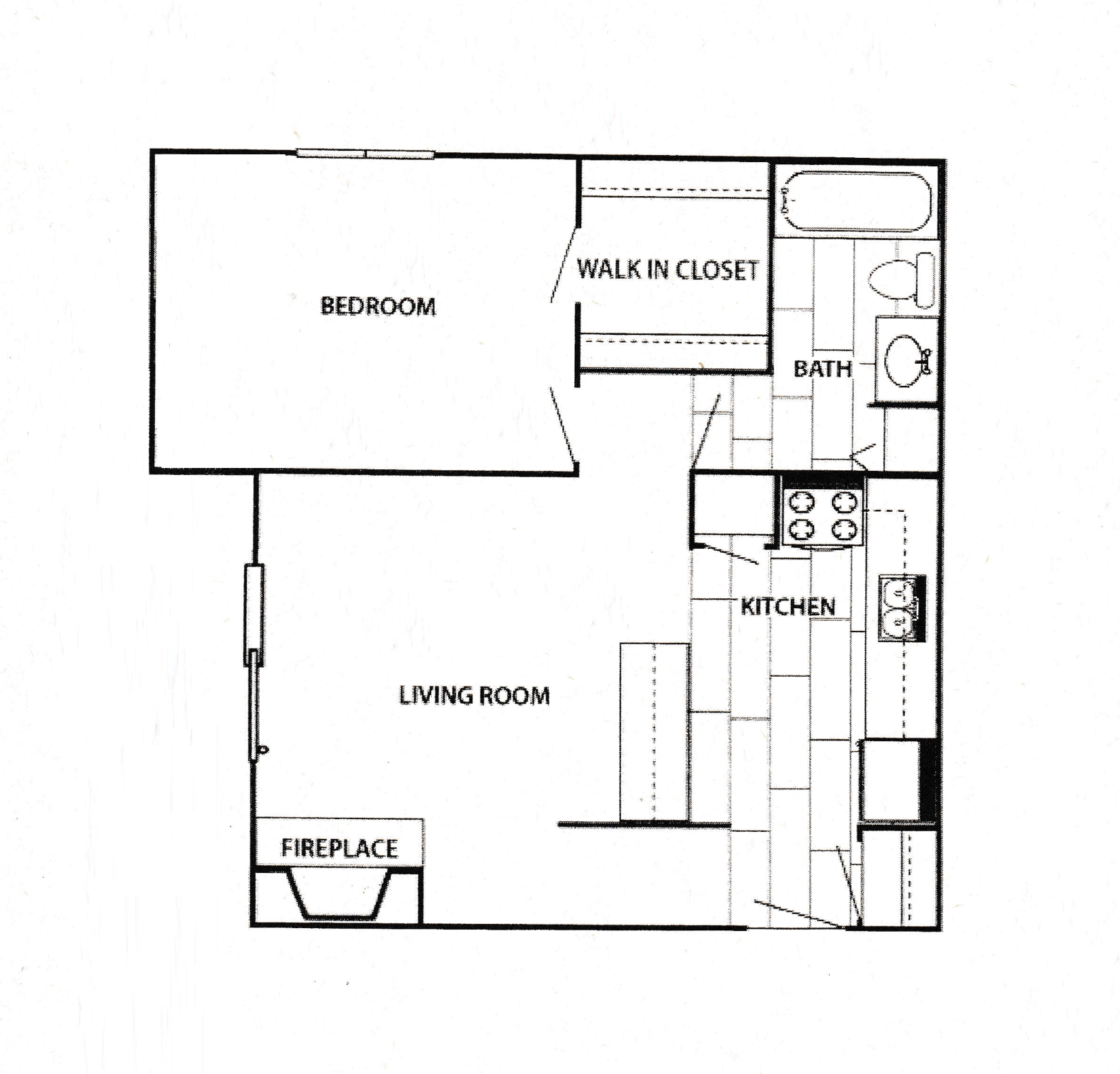 Floor Plan: 1 Bed 1 Bath Type B