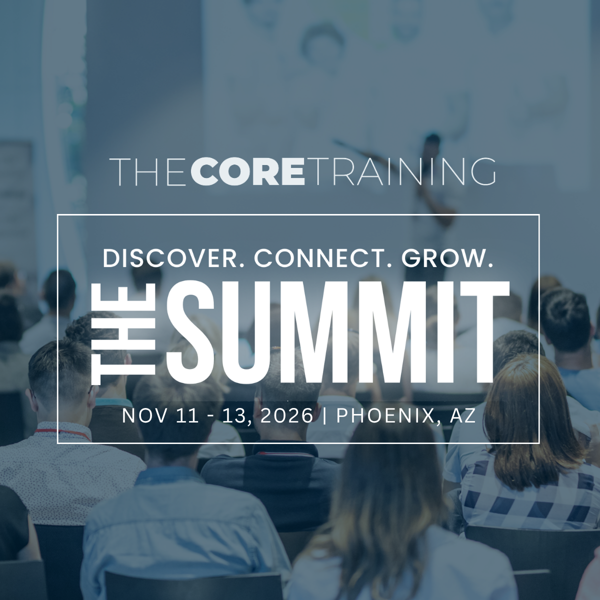 Core Training Summit poster with large SOLD OUT notice in blue over a crowd background