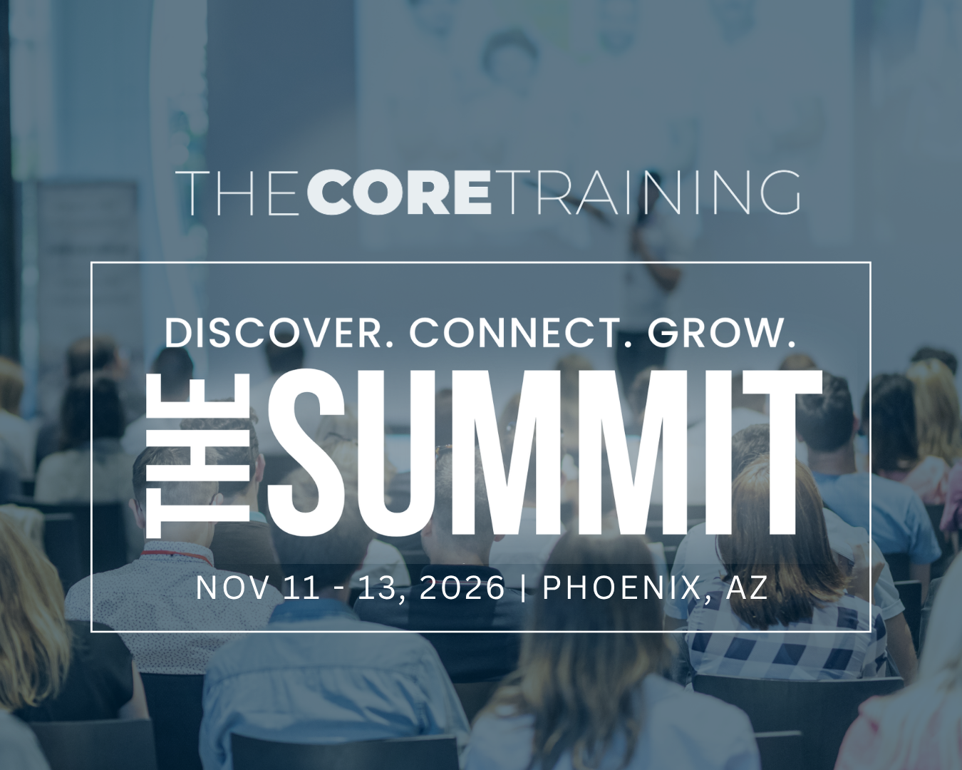 Core Training Summit poster with large SOLD OUT notice in blue over a crowd background