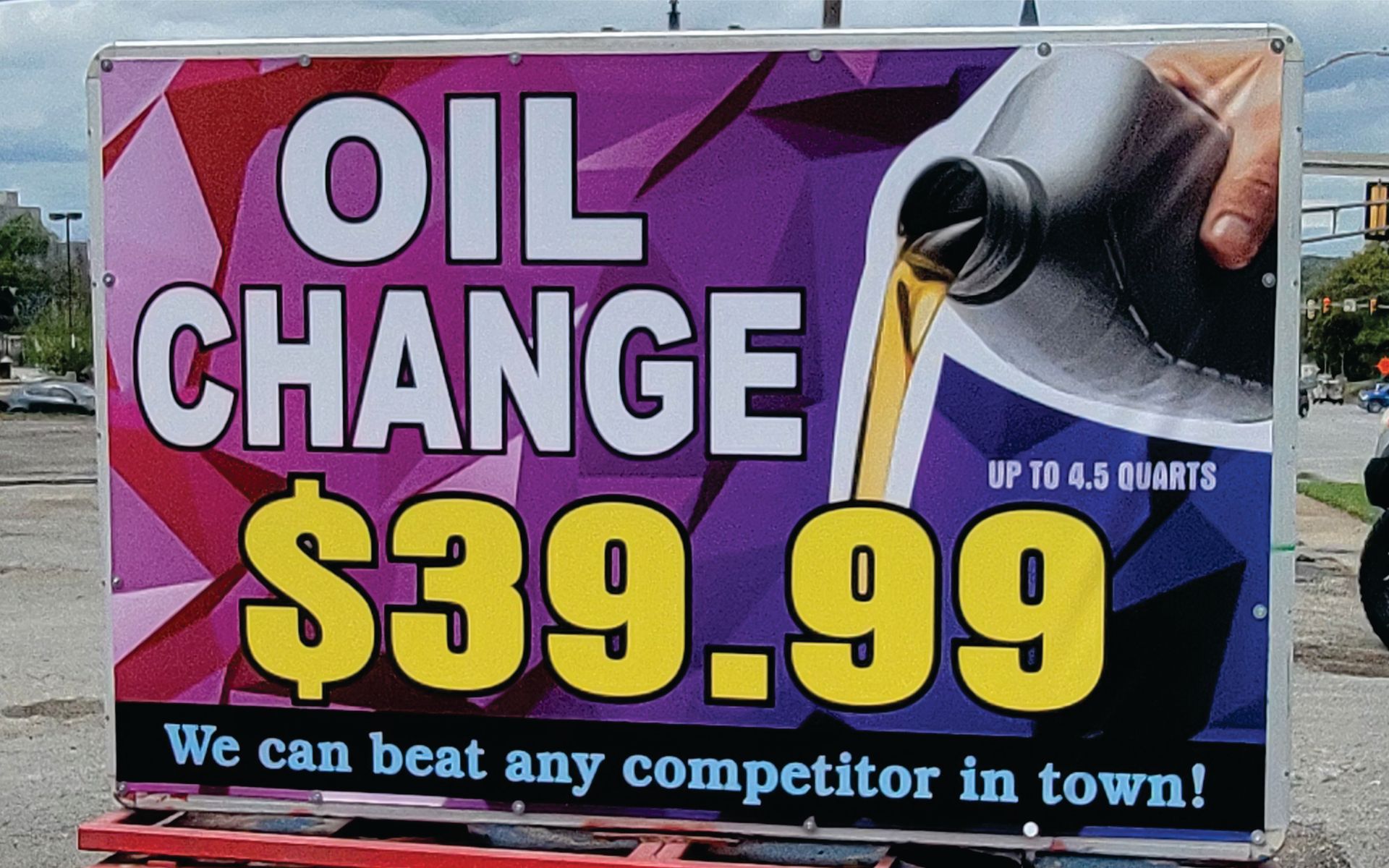 Oil change sign: 