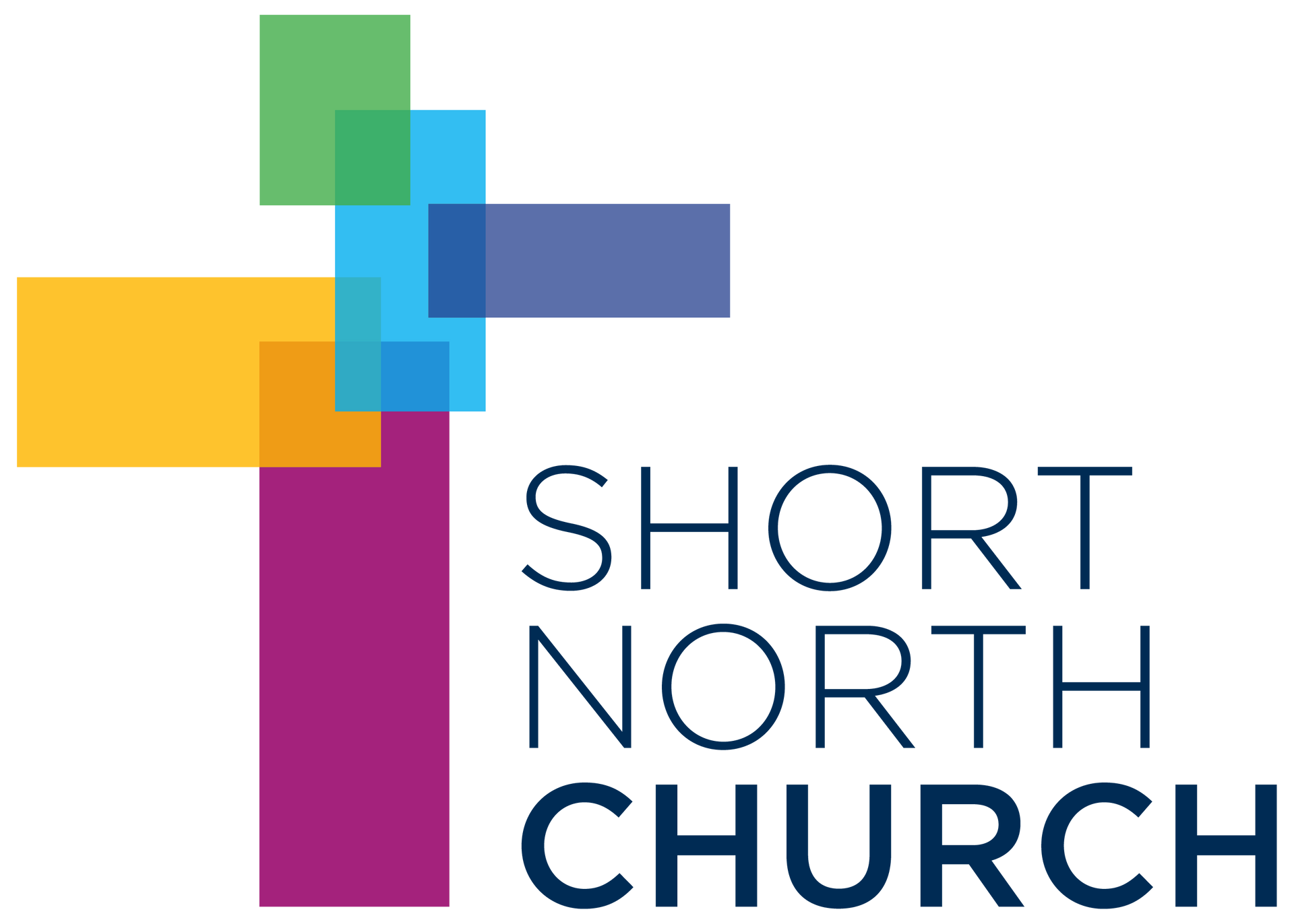 Short North Church logo with colorful cross and blue text on white background