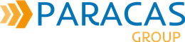 Logo con la scritta "PARACAS" in blu e frecce arancioni a sinistra; "GROUP" in oro in basso.