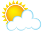 a sun and a cloud on a white background