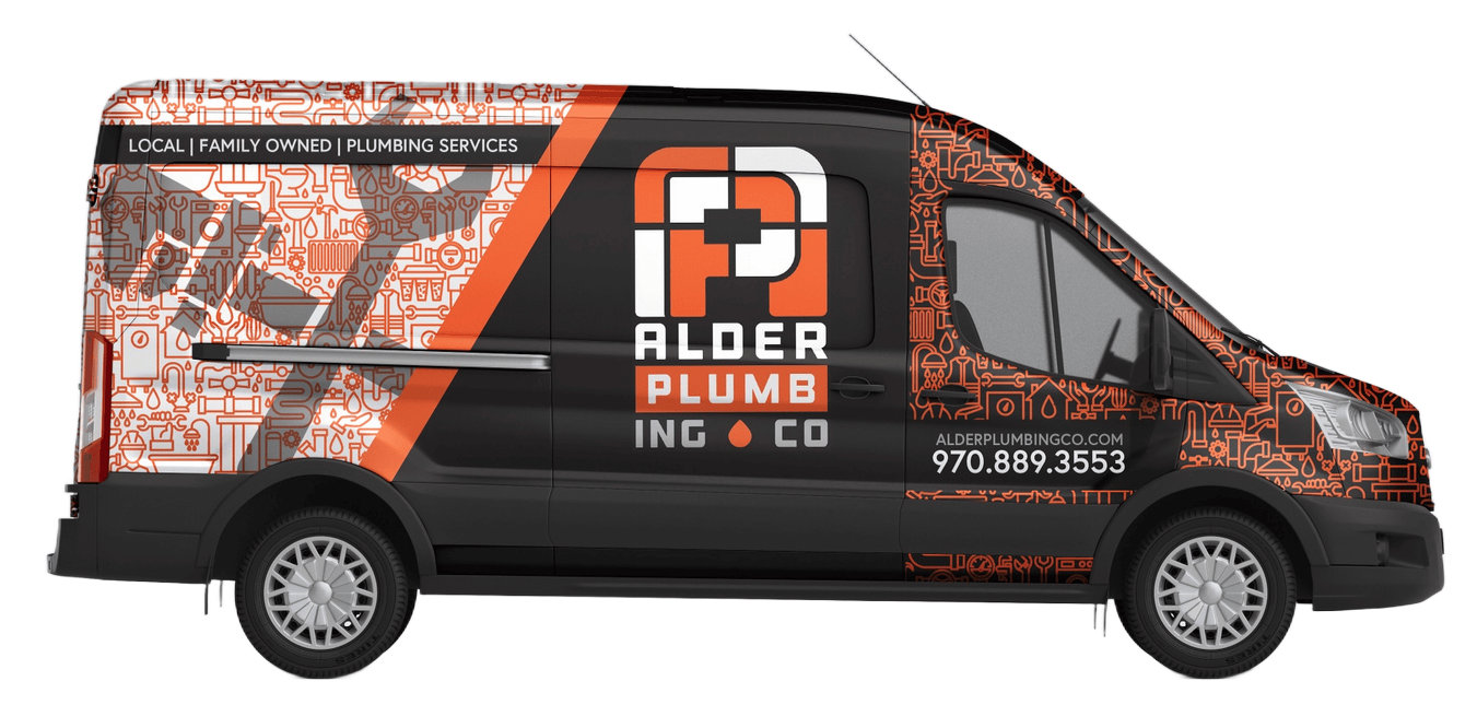 Plumbing van with company logo