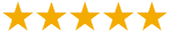 Five gold stars, representing a high rating or excellent quality.