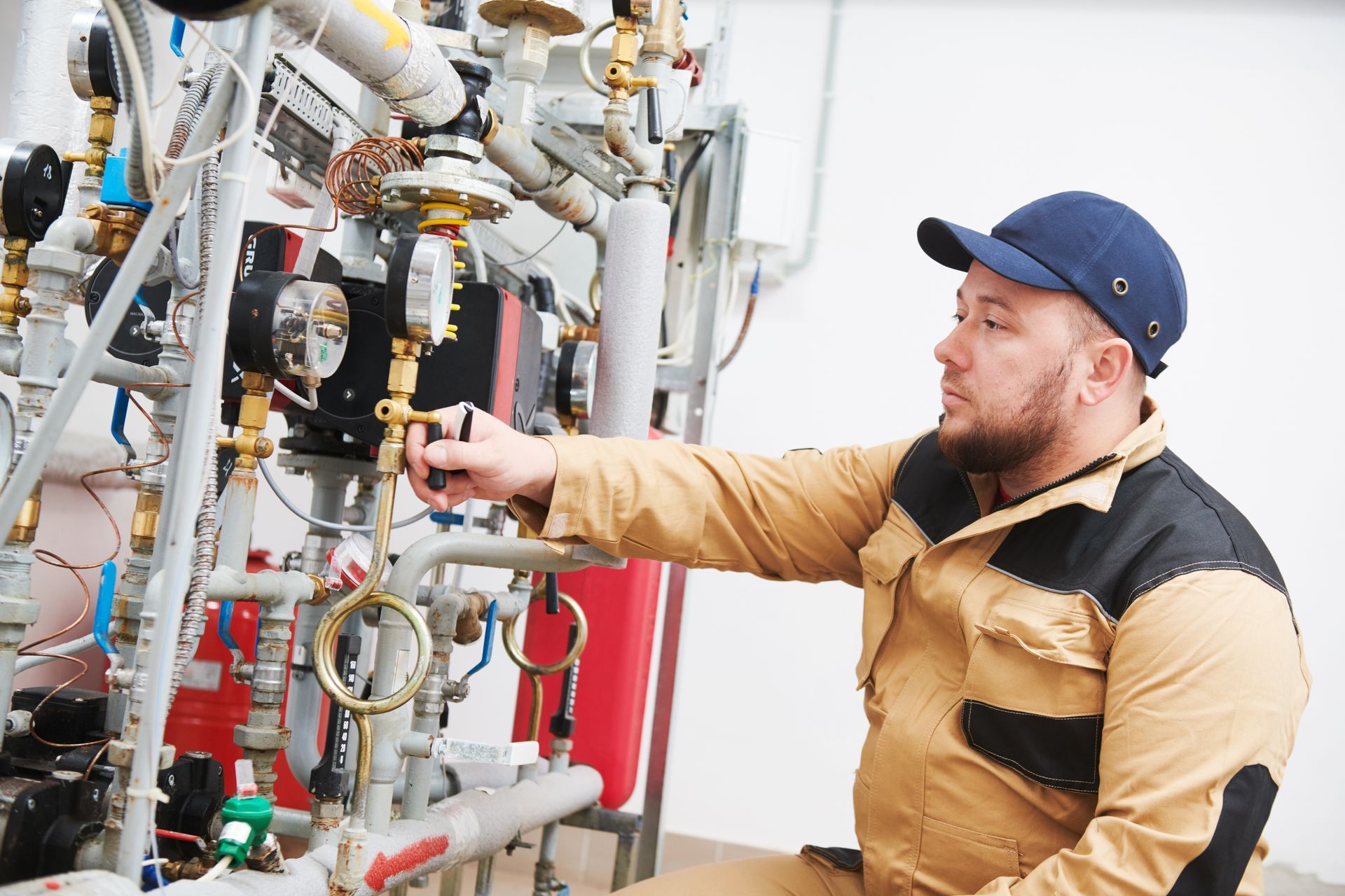 Heating engineer installing system. Heating engineer installing system.