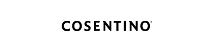 A black and white logo for cosentino on a white background.