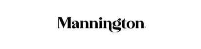 A black and white logo for mannington on a white background