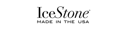 A black and white logo for icestone made in the usa
