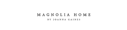 The logo for magnolia home by joanna gaines is on a white background.