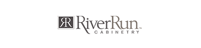 The river run cabinetry logo is on a white background.