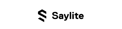 A black and white logo for saylite on a white background.