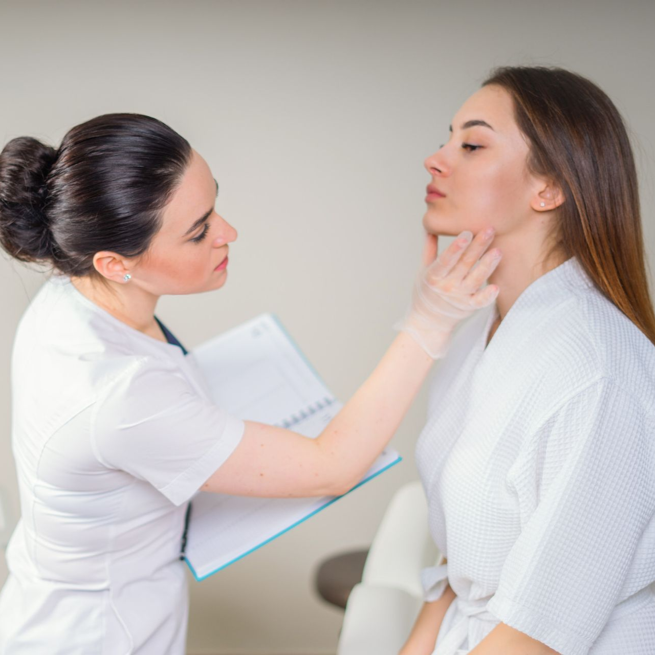 Patient getting a consultation for their skin at Ashworths Clinic in Ashford.