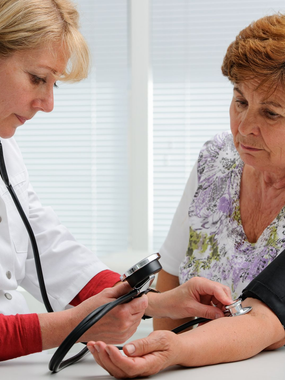 A patient getting her blood monitored at Ashworths Clinic in Ashford, Kent.