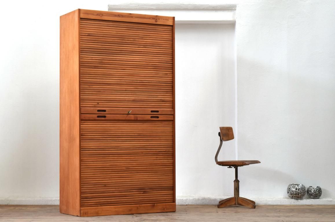 Rollladenschrank Antik Alt Büroschrank Aktenschrank Vintage Mid Century 60er Loft