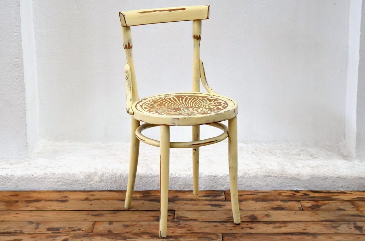 Stuhl Shabby Weiß Antik Alt Küche Vintage Holz Landhaus Frankreich Bugholz Loft