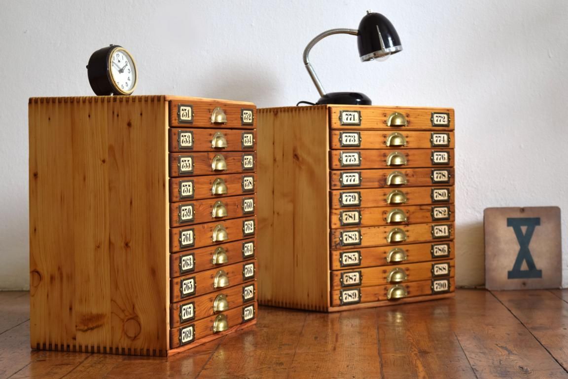 zweiteiliger Schubladenschrank Apothekerschrank Holz Antik Alt Vintage Schmuck Loft