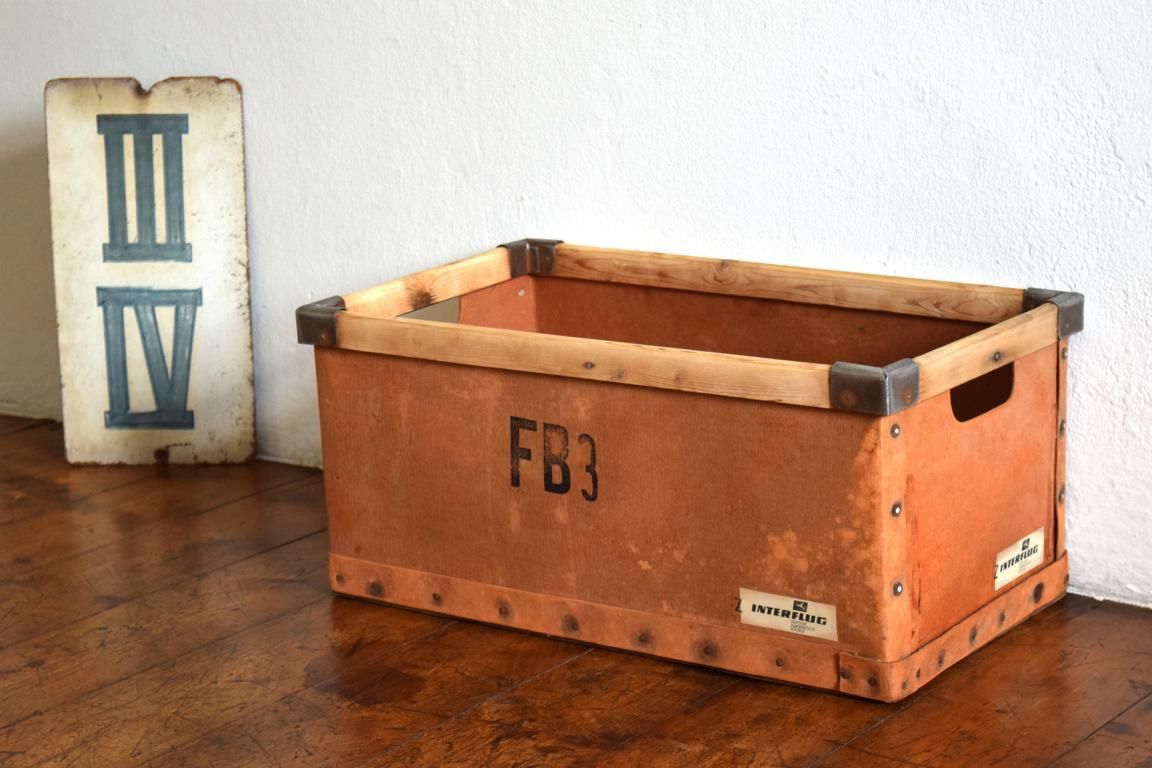 Kiste Frachtkiste Interflug DDR Antik Holz Alt Vintage Industriedesign Mid Century