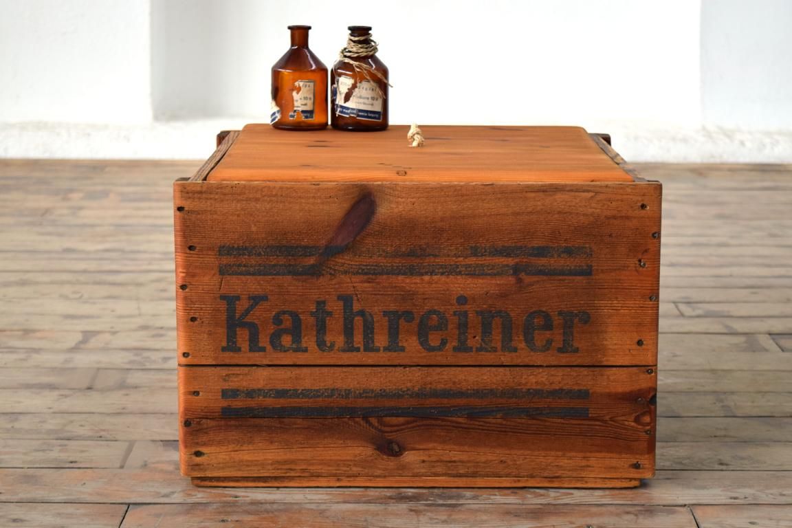 Kiste mit Deckel Kathreiner Malzkaffee Holzkiste Antik Vintage Alt Truhe Groß Loft