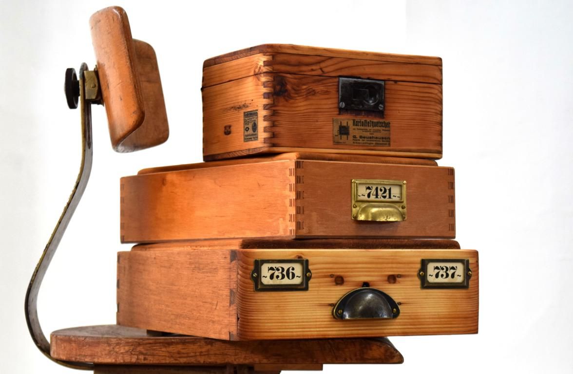 Set 3 x Kiste mit Deckel Holz Antik Alt Vintage Shabby Kasten Bauhaus Loft Uhrmacher
