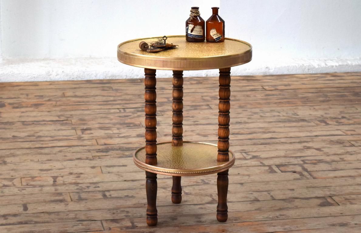 Rauchertisch Messing Antik Alt Vintage Rund Rauchtisch Gründerzeit Holz Loft