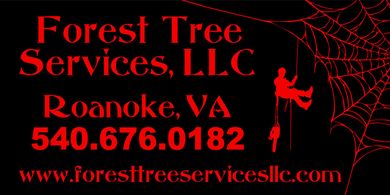 Forest Tree Services logo with green tree graphic and blue text