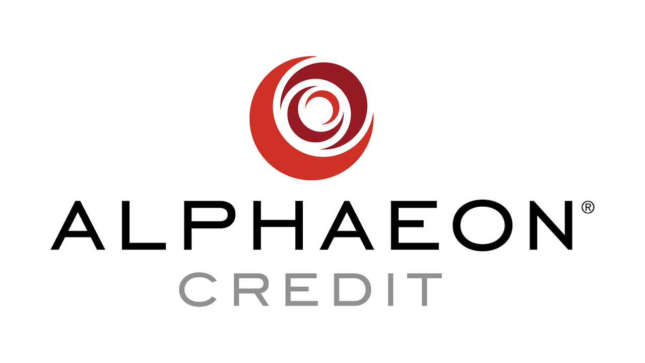 ALPHAEON Credit logo with a red flower icon and the word 