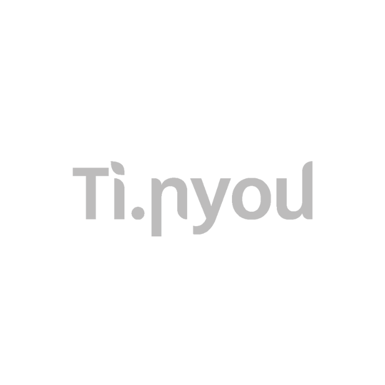 un logo bianco e grigio per ti nyou