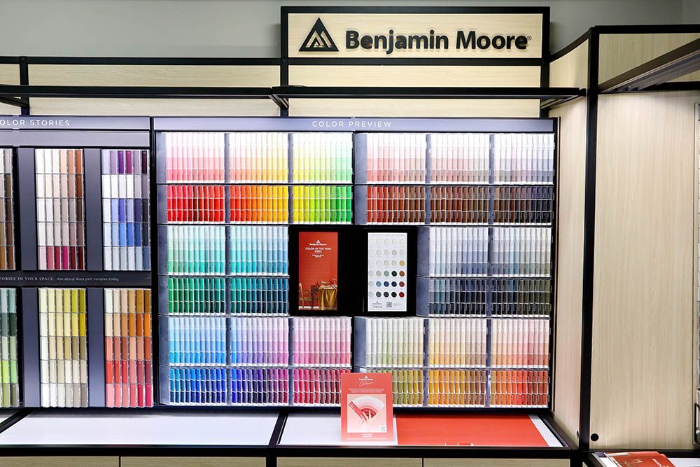 A benjamin moore paint display in a store