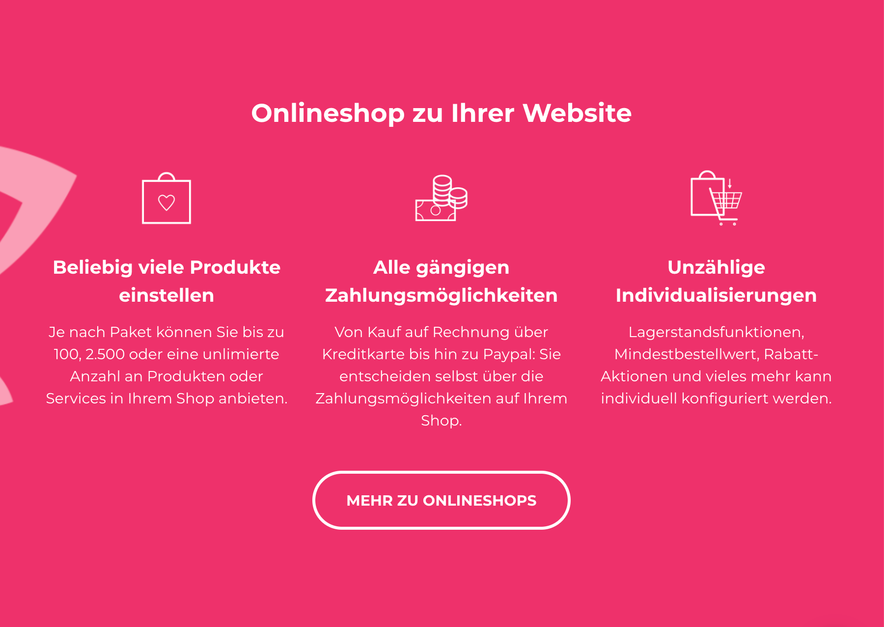 Landing Page Onlineshops der Online Marketing Agentur EDELWEISS Digital