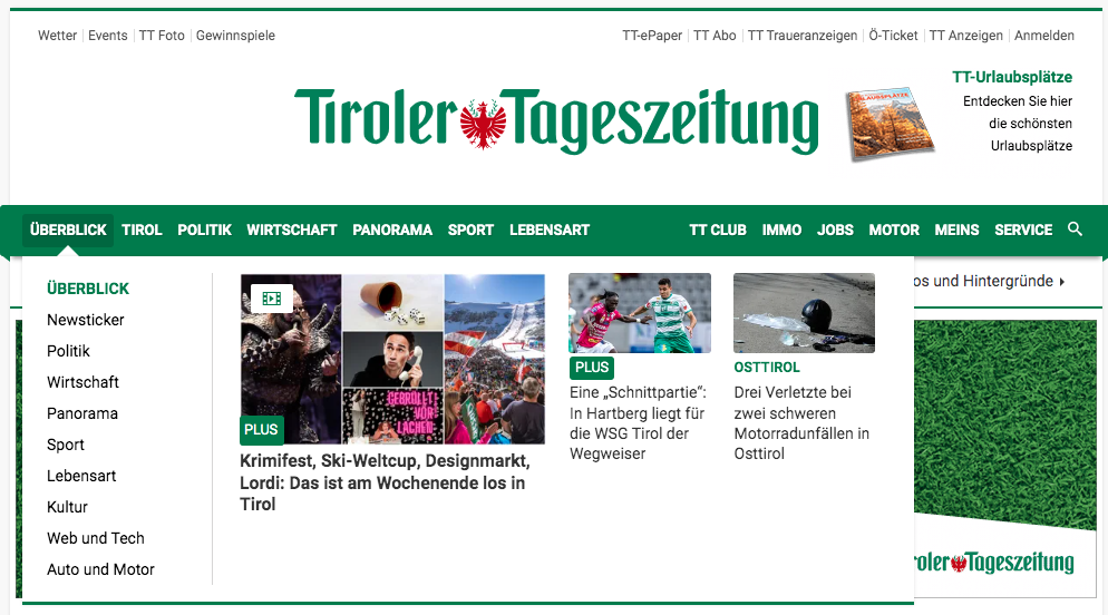 Beispiel einer Nachrichten Website