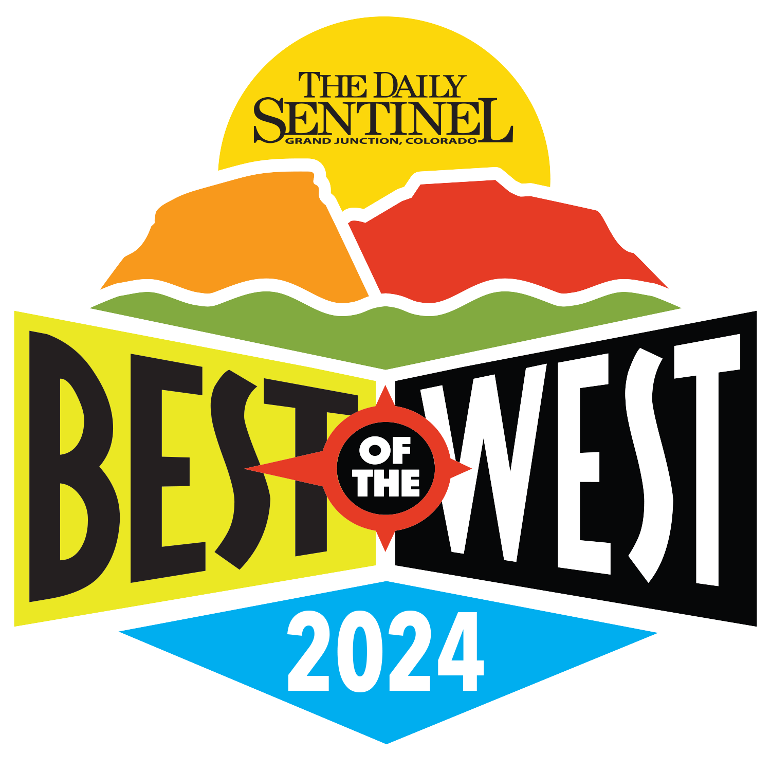 The Daily Sentinel Best of the West 2024 logo in yellow, orange, red, black and blue