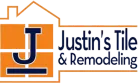 Justin&rsquo;s Tile & Remodeling logo with orange house outline and navy text