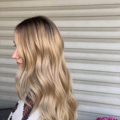 Blow out with medium size round brush or blow dryer with round brush attached. Lived in color