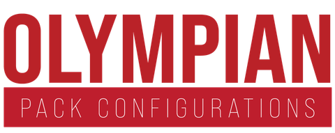 Red Olympian logo with “Pack Configurations” in a red banner below - Olympian Co Packing Beverage Variety Pack Configurations